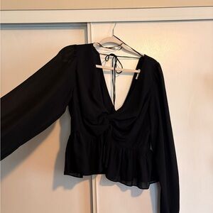 H&M Black V-Neck Blouse
